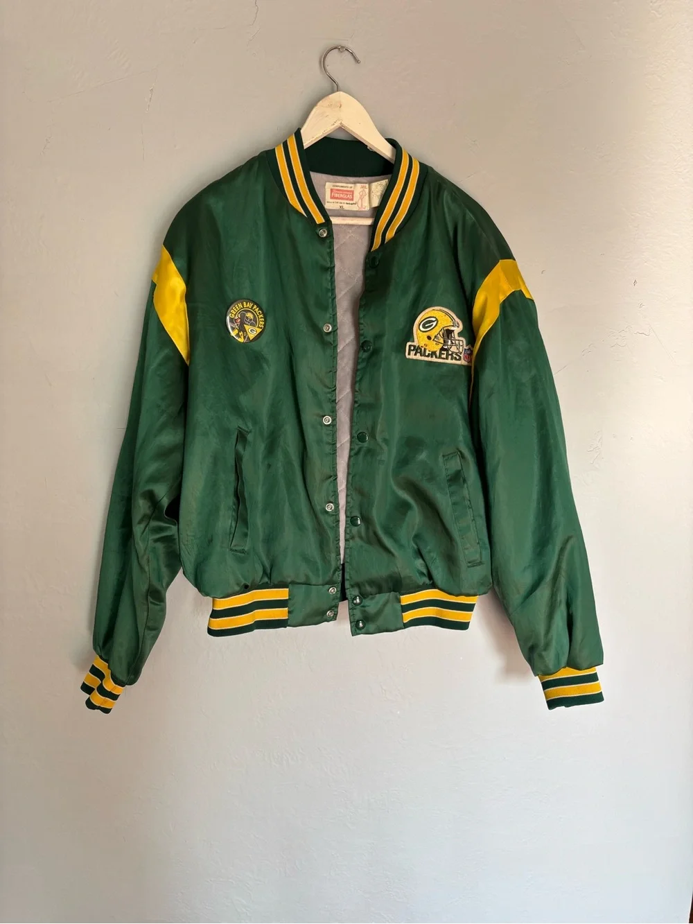 Vintage Green & Yellow Packers Satin Bomber Jacket